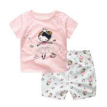 Load image into Gallery viewer, Newborn Clothing Set Casual Summer Baby Set Kids Short Sleeve Sports Set Tshirt Shorts Infant Baby Clothes 6-24Month