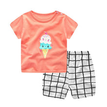 Load image into Gallery viewer, Newborn Clothing Set Casual Summer Baby Set Kids Short Sleeve Sports Set Tshirt Shorts Infant Baby Clothes 6-24Month
