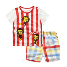 Load image into Gallery viewer, Brand Designer Baby Boy Clothes Sport Clothing Tracksuit Active  Striped Tshirt +shorts Toddler Clothing Sets