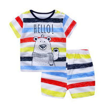 Load image into Gallery viewer, Brand Designer Baby Boy Clothes Sport Clothing Tracksuit Active  Striped Tshirt +shorts Toddler Clothing Sets