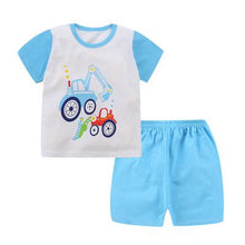 Load image into Gallery viewer, 2019 Summer Baby Boy Clothes Dog Print T-shirt + Striped Shorts Clothing Suit for infant clothing 9M-24Months