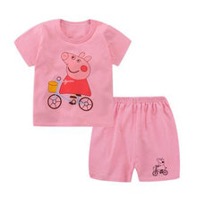 Load image into Gallery viewer, 2019 Summer Baby Boy Clothes Dog Print T-shirt + Striped Shorts Clothing Suit for infant clothing 9M-24Months