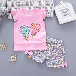 Baby Girls Clothing Sets Fashion Brand Summer Newborn T-shirt Pants 2Pcs/Sets Children Clothes Casual Sports Printed Tracksuits