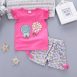 Baby Girls Clothing Sets Fashion Brand Summer Newborn T-shirt Pants 2Pcs/Sets Children Clothes Casual Sports Printed Tracksuits