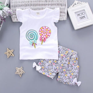 Baby Girls Clothing Sets Fashion Brand Summer Newborn T-shirt Pants 2Pcs/Sets Children Clothes Casual Sports Printed Tracksuits