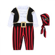 Load image into Gallery viewer, Baby Boys Clothing Sets Kids Pirate Captain Cosplay Clothes Children Long Sleeve Romper+Vest+ Belt + Hat 4 Pcs Suits 0-3 Years