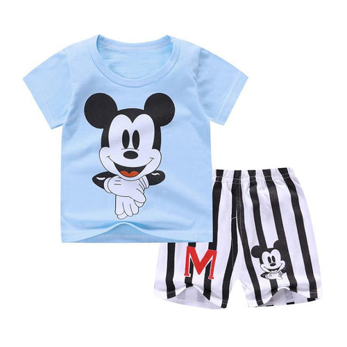 Baby Boy Summer Mickey Clothes Infant Newborn Boy Clothing Set Sports Tshirt+ Shorts Suits