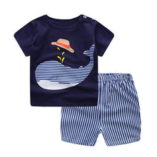Load image into Gallery viewer, Newborn Clothing Set Casual Summer Baby Set Kids Short Sleeve Sports Set Tshirt Shorts Infant Baby Clothes 6-24Month