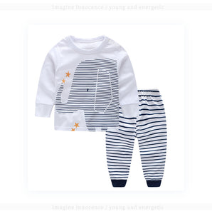 Yilaku Baby Boy Clothes Infant Baby Boy Clothing Sets For Newborn Elephant print Long Sleeve Tops+Striped Pants Autumn FF013