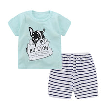 Load image into Gallery viewer, 2019 Summer Baby Boy Clothes Dog Print T-shirt + Striped Shorts Clothing Suit for infant clothing 9M-24Months