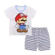Load image into Gallery viewer, 2019 Summer Baby Boy Clothes Dog Print T-shirt + Striped Shorts Clothing Suit for infant clothing 9M-24Months