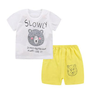 2019 Summer Baby Boy Clothes Dog Print T-shirt + Striped Shorts Clothing Suit for infant clothing 9M-24Months